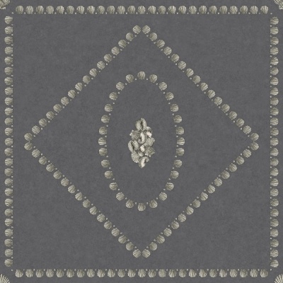 Cole & Son Conchiglie Wallpaper in Soft Gold on Charcoal